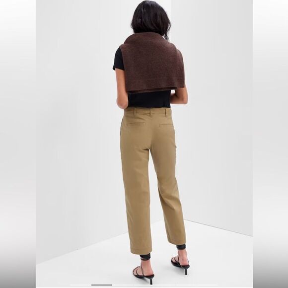 Gap Girlfriend Khaki Tan Neutral Cotton Pants - Size 4 - Picture 3 of 10